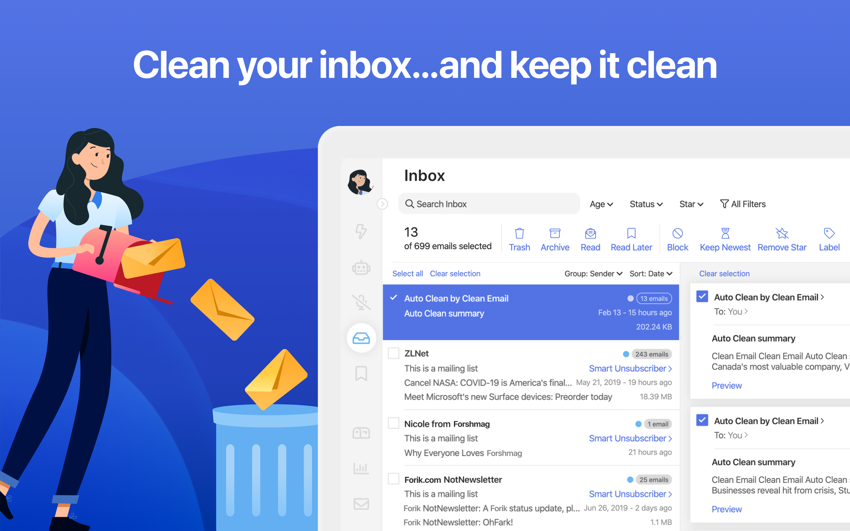 Clean Email screenshot & Video