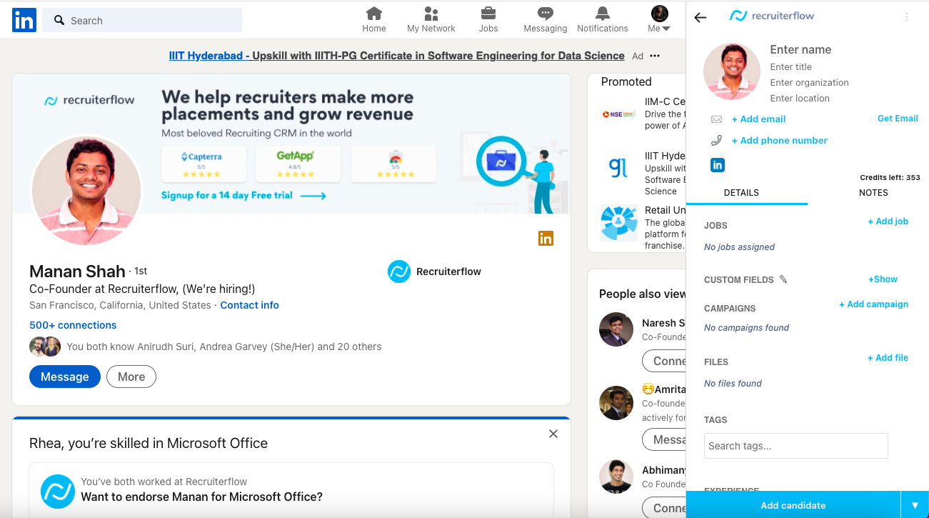 Recruiterflow screenshot & Video